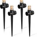 Tioncy 4 Pack Metal Lawn Sprinkler Automatic Garden Water Sprinkler on Spike Base 360 Degree Rotation with Adjustable Brass Nozzle for Lawn Garden Yard (Black)