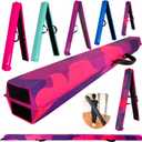 9 FT Folding Gymnastics Beam Foam Balance Floor Beam - Extra Firm - Suede Cover - Anti Slip Bottom with Carry Bag for Kids/Adults Home Use (PinkPurple-Camo)