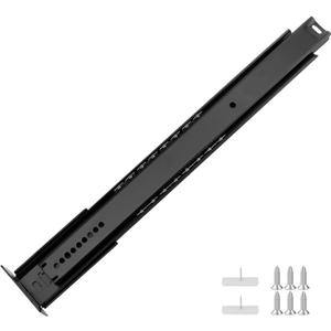 LONTAN 2 Pcs Black Center Mount Drawer Slides 18 Inch - Bottom Centered Drawer Mount 3/4 Extension Heavy Duty Drawer Glides for Cabinets, Dressers, and Furniture  Smooth and Quiet Operation