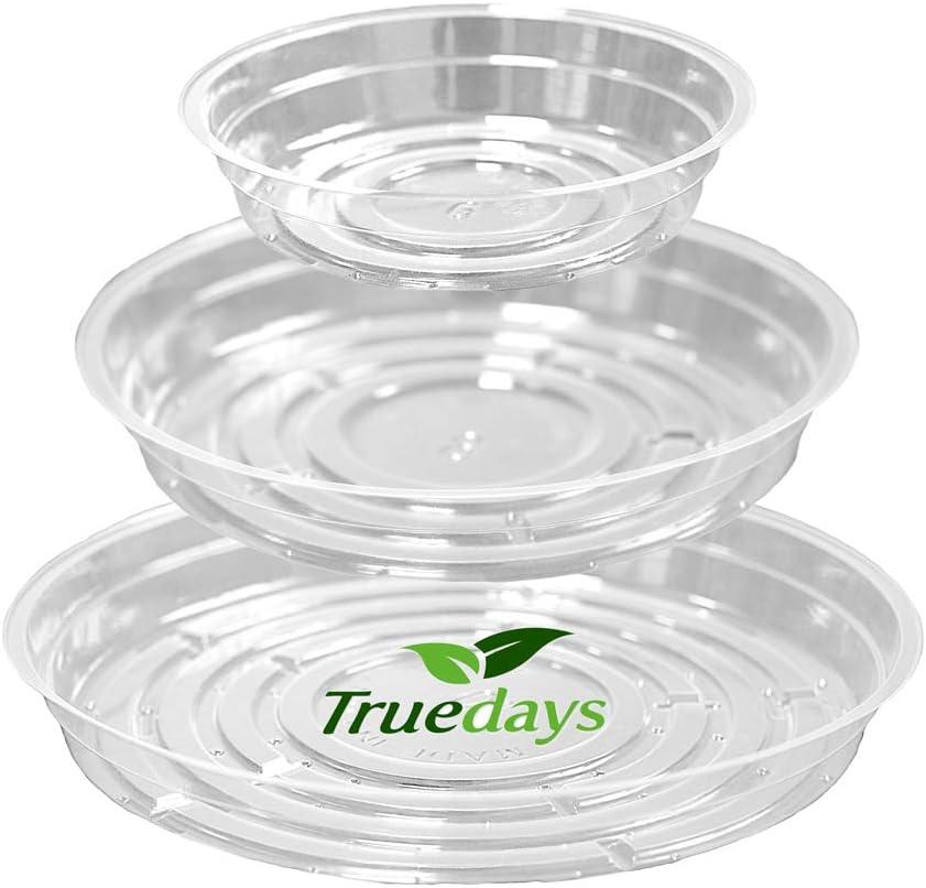 TRUEDAYS 15 Pack(6 inch/8inch/10inch) Clear Plant Saucers Flower Pot Tray Excellent for Indoor & Outdoor Plants
