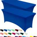 Utopia Kitchen Spandex Tablecloth 2 Pack [4FT, Royal Blue] Tight, Fitted, Washable and Wrinkle Resistant Stretch Table Cloth Rectangle Cover for Trade Show, Weddings & Parties [48Lx30Wx30H Inch]