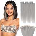 Hairro 6PCS Clips In Hair Extensions Real Human Hair Clip Ins For Short Thin Hair Mini Clip On Hairpin Hairpieces For Women 31g 10 Inch #Silver Grey