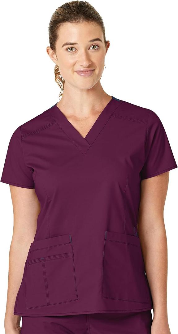 WonderWink Women's Wonderflex Verity Scrub Top, Wine, X-Large