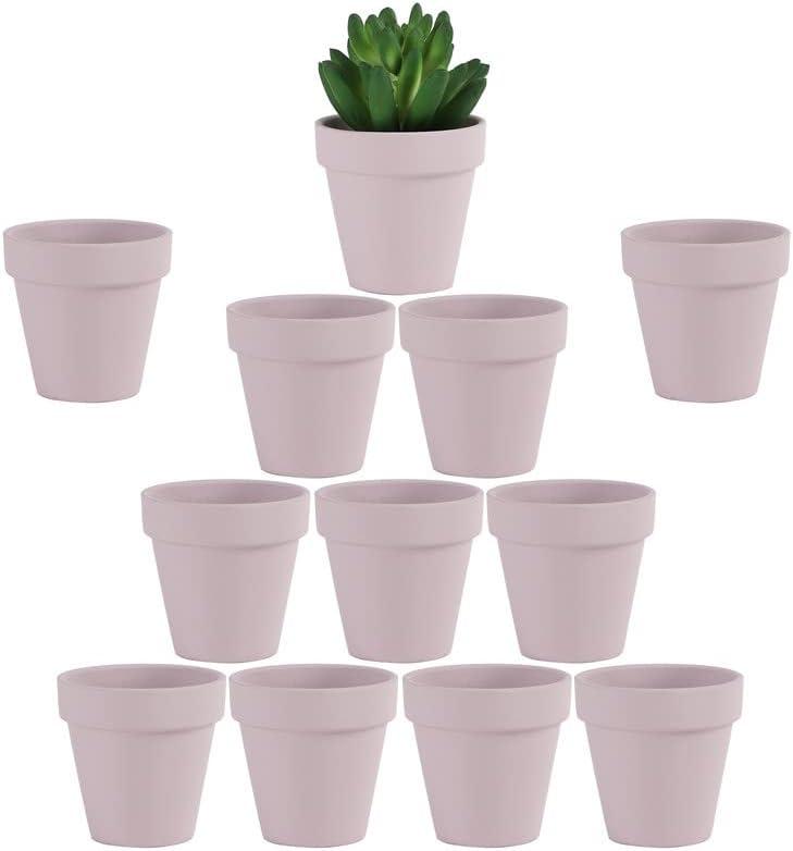 Yishang 2.5 inch Pink Terracotta Pots with Drainage Holes,Small Mini Clay Ceramic Pottery Planter,Cactus Flower Terra Cotta Pots,Succulents Nursery Pots for Indoor/Outdoor Plants,Crafts-12 Pack
