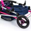 Bayer Doll Pram Stroller & Accessories Set, 18 Inch Doll, Blue, Pink Hearts, Includes Blanket & Shoulder Bag, Foldable