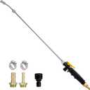 Hbaushun 28 Inch Sprayer Wand,1/4" & 3/8" Brass Barbs Universal Hose Sprayer Wand Replacement,Stainless Steel Sprayer Wand with Shut off Valve 2 Hose Clamps and 1/2" Hose Quick Connector