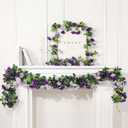 Veryhome 3PCS 23.7FT Artificial Purple Rose Flower Garland, Silk Hanging Floral Garland, Decorative Flower Vines for Room Decor Wedding Arch Flowers for Ceremony (Purple)