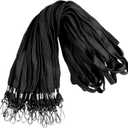 100 Pack Black Lanyards for ID Badges Bulk, Flat Lanyard With Swivel J-Hook Clip for Office, School
