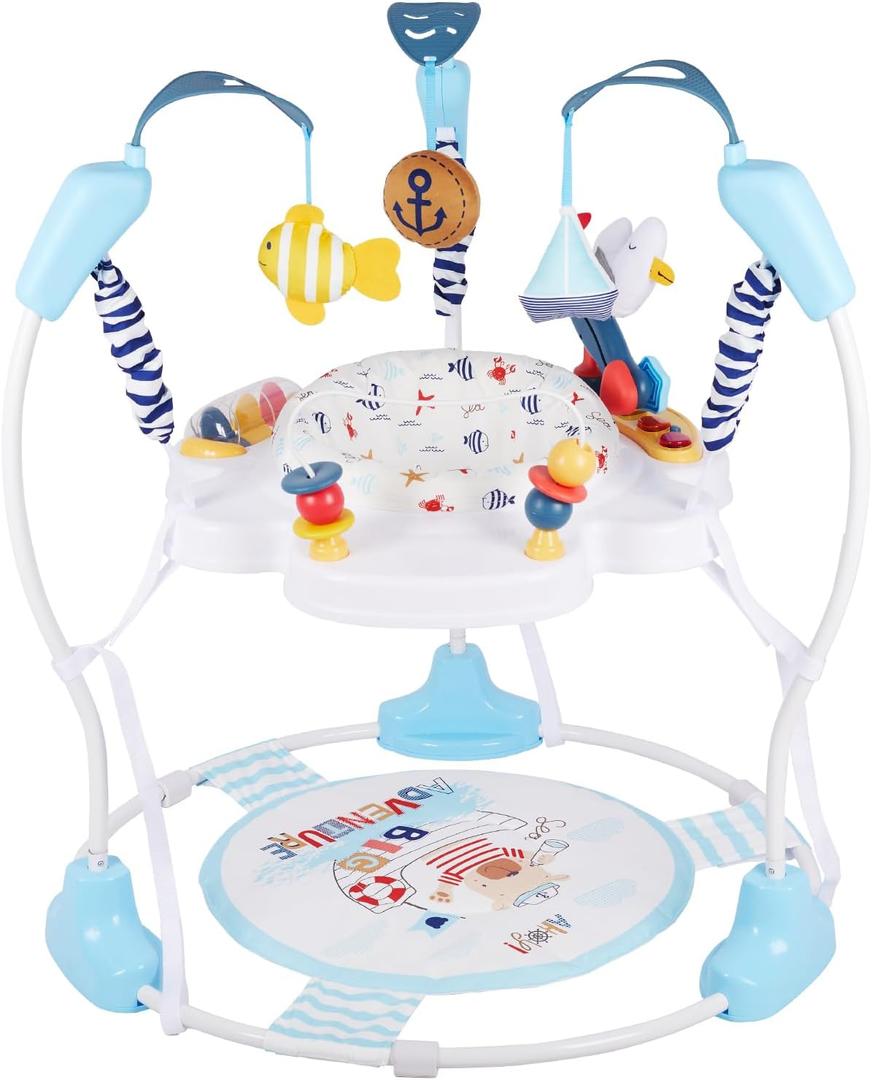 Baby Activity Center, 3-in-1 Baby Jumper, Infant Activity Center with 360 Rotating Seat, Music, Lights, 3 Adjustable Heights, Infant Activity Jumper for 6+ Months JP2401 (Blue)