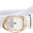 JASGOOD Braided Elastic Belt for Women Stretchy Woven Golf Belt Casual Web Belt for Jeans Pants (White)