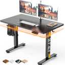 Veken 47.2" Standing Desk, Adjustable Height Office Desk with Wood Desktop, Computer Table for Home Work, Study and Gaming, Small Spaces, Modern Furniture, Black