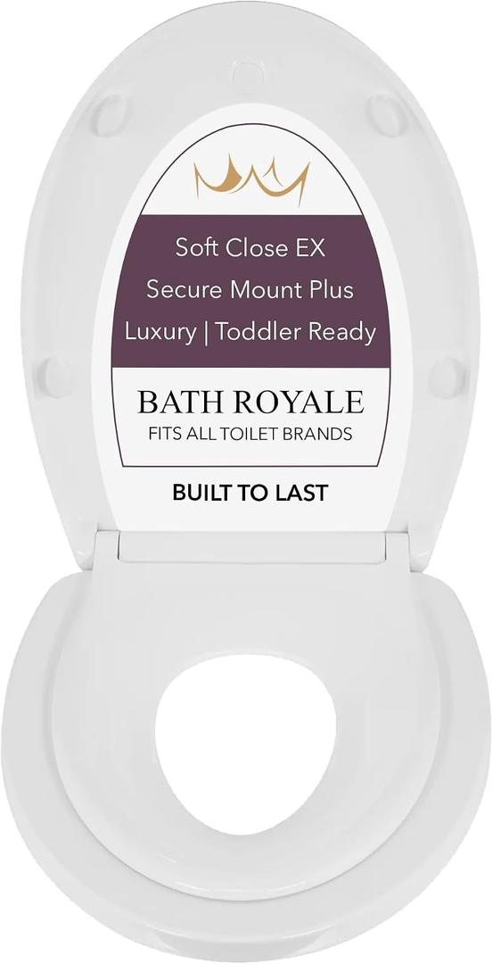 BATH ROYALE Potty Training Seat - Soft Close, Kingsport BR721-00, Elongated White, Adult & Child Combo
