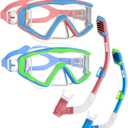 Aegend Snorkeling Gear for Adults Youth Kids, Snorkel Mask with Top Dry Valve - Panoramic View Anti-Leak and Anti-Fog with Mesh Bag for Snorkeling, Scuba Diving, Freediving & Swimming (Pink & Blue)