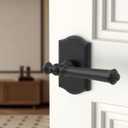Asidrama 6 Pack Passage Matte Black Door Handles, Indoor Solid Black Heavy Duty Door Lever with Door Knobs for Bedroom or Bathroom, Door Handles Interior with Locks for Left Right Sided Doors ZR19-262