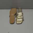 LACUONE Strappy Flat Sandals For Women Slip On Square Open Toe Slides Sandals (9, Gold)