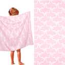 HunnmingRe Pink Bow Kids Beach Towels Coquette Girls Cute Bow Beach Towel 50 x 30 Inch Summer Absorbent Quick Dry Microfiber Pool Bath Supplies for Bath Sport Travel Swimming Camping Party Supplies