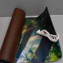 Heated Mouse Pad Hand Warmer, Warm Desk Pad Mousepad Desk Mat with 3 Levels Heating and Auto Shut Down 31.5 x 13 inch PU Leather Warmer Keyboard Mat for Gaming Office Home, Forest Tree Sunshine