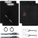 2 Pack Magnetic Clipboards with Pen Attached Black Clip Board with Low Profile Letter Size Clipboards 9X 12.5 Inch Standard Clip for Refrigerator Office Classroom Home Factory