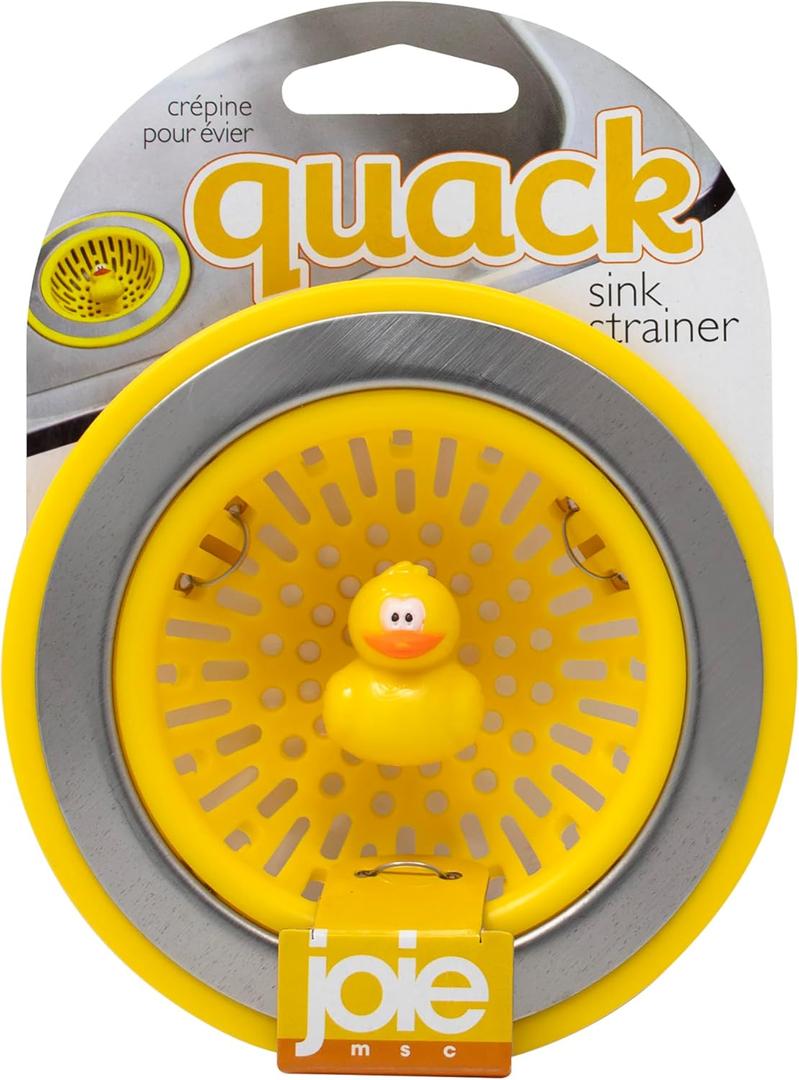 Joie Quack Kitchen Sink Strainer Basket, Fits All Standard Sinks, Stainless Steel, Cute Garbage Disposal Drain Cover, 4.5-Inch, Yellow Duck