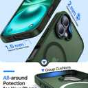 6 x Magnetic for iPhone 16 Case, [Compatible with MagSafe][Military-Grade Drop Protection][Anti-Yellowing] Shockproof Protective Translucent Matte Cover for iPhone 16 Phone Case,Forest Green