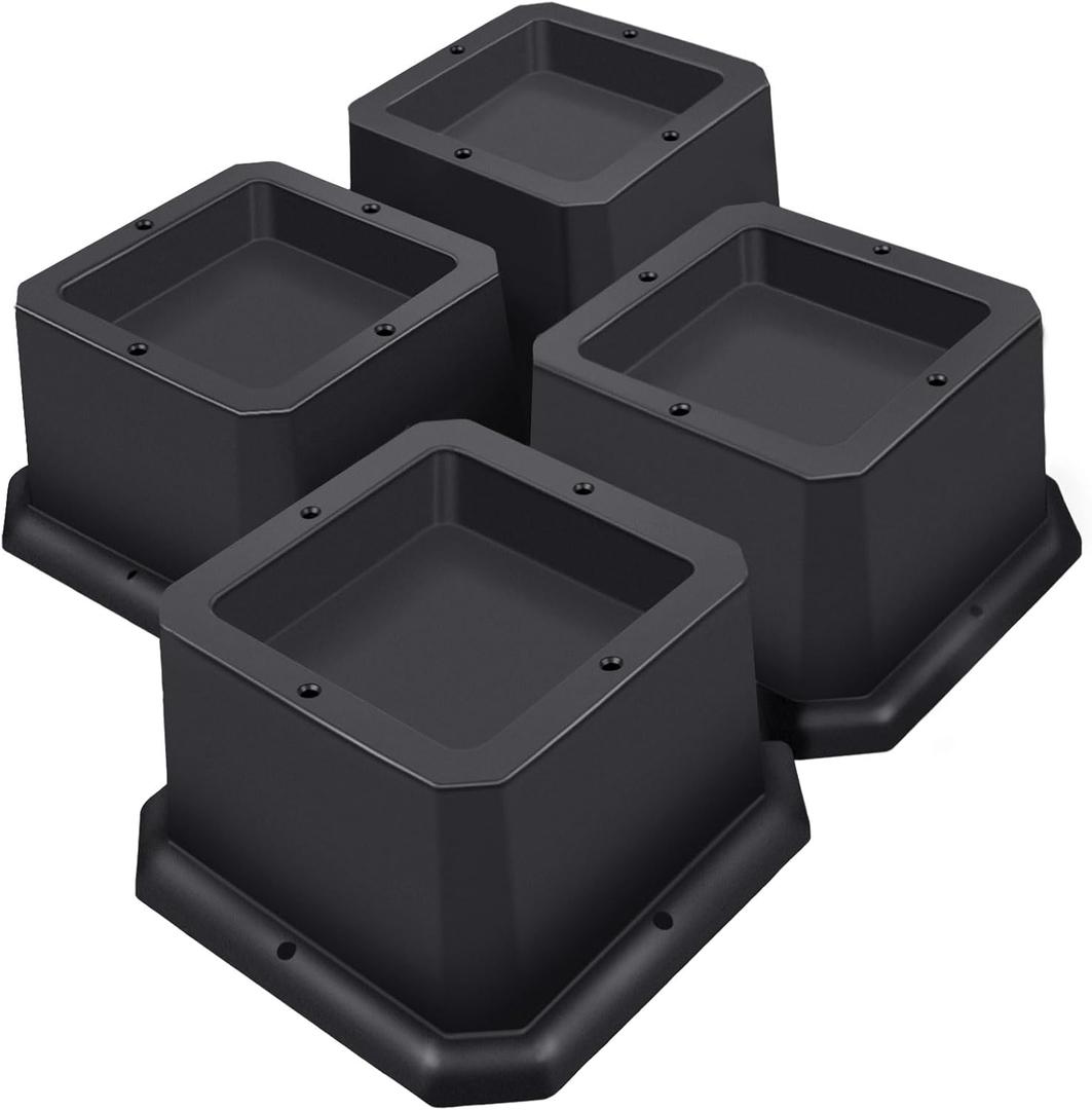Furniture Risers 2 Inch-Bed Risers Heavy Duty-Desk Risers for Chair and Table Legs Elevation -Bed Lifts Risers (Set of 4 Riser, Black) (Square)