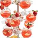 Cocktail Tree Stand, Metal Drink Tower, 3 Tier, 12 Holders For Champagne  (Silver)