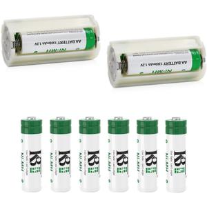 KBT 3 AA in Series to D Size Battery Holder Case Adapter Tube (3.6V /4.5V) with 6 Pack AA 1.2V 1300mAh Ni-MH Rechargeable Batteries
