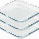 7 Inch Square Tempered Glass Dessert Plates, Small Mini Appetizer, Fruit, Salad and Cake Plates, Set of 3