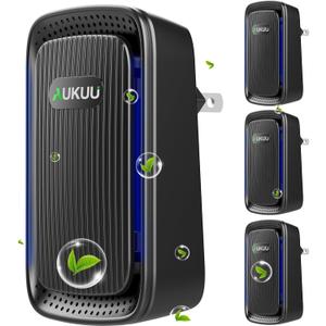 Air Ionizers (4 Pack- Plug In Negative Ion Air Purifiers - Quiet Air Freshener for Home, Bedroom, Office, Basement - Portable Air Purifier Odor, Smoke, Dust, Pet Smell - Mini Air Cleaner Black