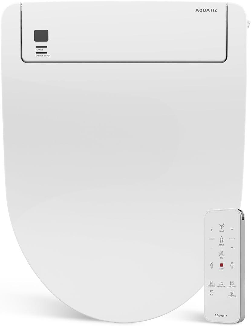 Bidet Seat with Warm Water and Dryer - Electrically Heated Elongated Toilet Seat with Adjustable Temperature, Gentle Closing, and Night Light