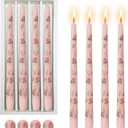 Print Taper Candles Dripless Candlesticks - 4pcs Handmade Floral Candle Long Candle Sticks 10inches Flower Tapered Candles for Home Party Wedding Restaurant Holiday Decor,8D4T-RONEW