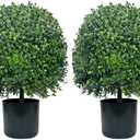 DOPGIB Artificial Boxwood Topiary Ball Trees 20 Inch 2pcs UV-Anti Greenery Decorative Faxu Plants for Home Front Porch, Indoor Walkway, Entryway Indoor & Outdoor Decor