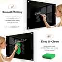 Black Dry Erase Board, 36" x 24" (3' x 2') Magnetic Large Black Glass Board Frameless Wall Mounted Glass Whiteboard for Office, School & Home with 1 Acrylic Pen Tray & 6 Strong Magnets