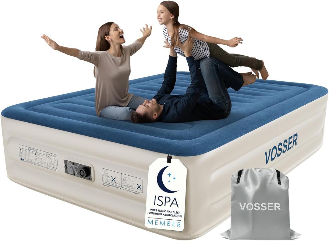 VOSSER Air Mattress Queen with Built in Pump,18'' Raised Blow Up Bed,800lb