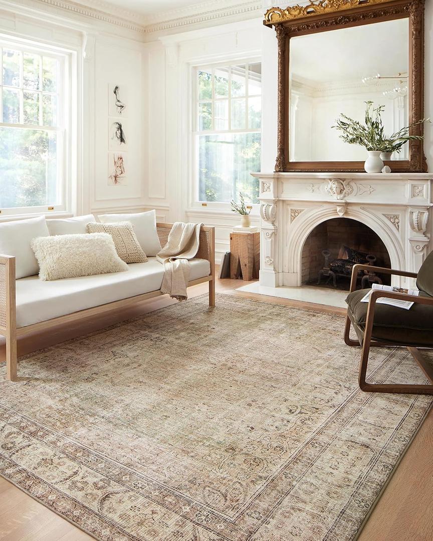 Loloi Margot Collection 2'-6" x 9'-6" Runner Rug in Antique/Sage - Thick Low Pile Area Rug, No-Shed Easy Clean Large Patterned Area Rug for Living Room, Bedroom, Dining Area