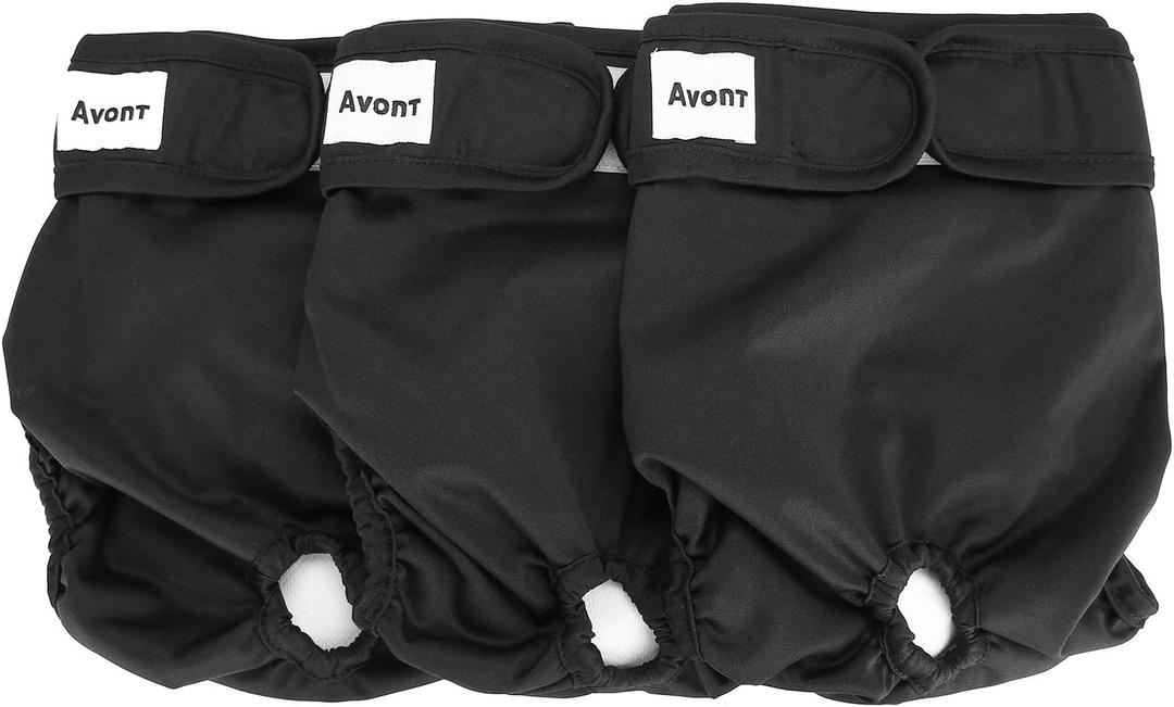 Avont 3 Pack Washable Female Dog Diapers, Premium Reusable Highly Absorbent Doggie Period Panties Durable Dog Diaper Cover -L 3 Black