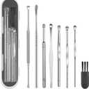 8 Pcs Ear Wax Removal Kit,Professional Double-Headed Ear Pick Earwax Removal Tools,316L Stainless Steel Ear Cleaner Curette with Cleaning Brush and Storage Box,Suit for Kid Adult(Silver)