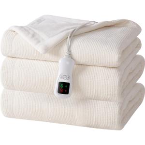 Electric Heated Blanket Full Size, Washable Blanket Warmer for Home for Adults, Fast Heating Super Cozy Soft Fabric, 72" x 84", 9 Heat Levels, 1-9H Auto-Off, ETL Certified, Cream