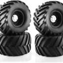 1/8 Scale RC Monster Truck Rubber Tires for Traxxas SUMMIT E-Revo 86086-4 Arrma Kraton 6S kyosho USA-1 Losi LMT173mm OD Sand and snow tires/17mm Hex (Black)