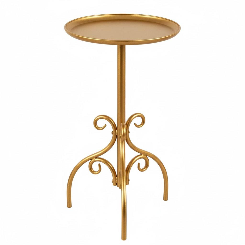 Round Side Table, Small Metal Drink Table for Small Spaces, Modern Martini Table for Living Room, Bedroom, Corners, and Office (Black)