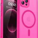 CANSHN Magnetic Compatible with iPhone 12 Pro Max Case, Upgraded [Full Camera Protection] [Compatible with Magsafe] [Translucent Matte] Shockproof Protective Phone Cover 6.7 Inch - Hot Pink