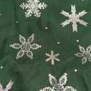 LUSHVIDA Christmas Tablecloth Rectangle - Green 60x120 inch Snowflakes Foil Print Pattern Washable Wrinkle Resistant Holiday Tablecloths for Christmas Family Gathering, Dining Room Table 130GSM