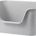 Extra Large Litter Box with High Sides 25.27" Lx17.83 Wx13.11 H,Anti-Splashing,Tool-Free Assembly,Multi Kitty Cat Litter Box,Jumbo (Grey)