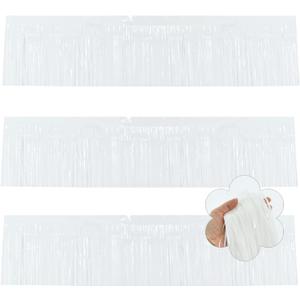 BEISHIDA 3 Packs Metallic Foil Fringe Garland Macaron White Wall Hanging Tinsel Fringe Banners for Car Floats Bridal Shower Wedding Birthday Easter Graduation Holiday Party Decoration(30 Feet)