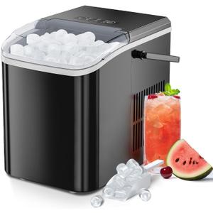 SMUG Ice Makers Countertop with Handle, Portable Ice Machine, 9 Bullet Ice Cubes in 6 Mins, 26lbs in 24Hrs, Auto-Cleaning, with Basket and Scoop, for Home, Kitchen, RV, Camping, Black