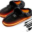 SEASAND Heated Slippers for Men and Women, Rechargeable Electric Foot Warmer, 3-Gear Electric Thick Warm Winter Heated Shoes for Feet Warmers (L: Men 9-10 / Women 10.5-12)