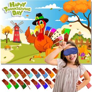 Pin The Tail on The Turkey Game Thanksgiving Party Games for Kids Festival Thanksgiving Turkey Party Supplies Activities