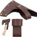 Genuine Leather Axe Head Cover - Hatchet Sheath for Outdoor Camping Blade Protection - Portable Small Hatchets Sheath with Belt Loop Axe Protector, Brown -2 Piece