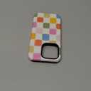 for iPhone 14 Pro Case,Retro Color Checkered Vintage Aesthetic Checkerboard,Dual Layer Soft TPU Hard PC Bumper Case Design-Colorful