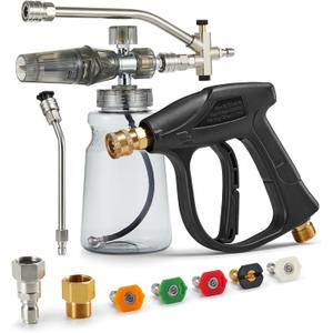 Foam Cannon For Pressure Washer Gun With Dual Connector, Car Wash Foam Gun Accessory, Garden Carwash Dual Purpose Switch High Pressure Foam Canon, Soap Sprayer Cleaning Kit, Power Washer Spray Nozzles